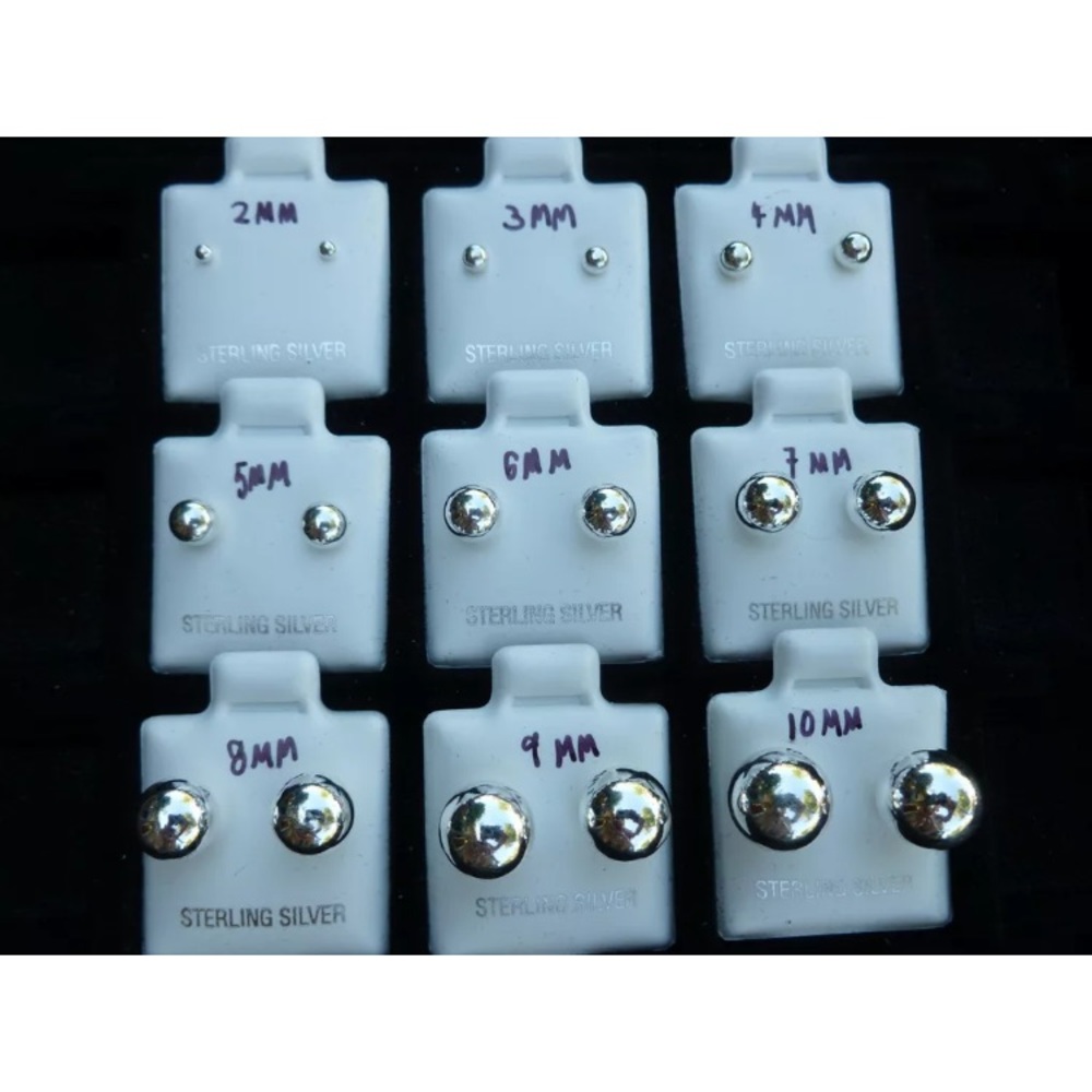 3mm sterling silver round ball stud earrings 🌷